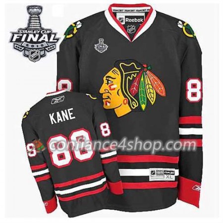 Maillot de Hockey Chicago Blackhawks Patrick Kane #88 Third Noir 2015 Stanley Cup - Homme